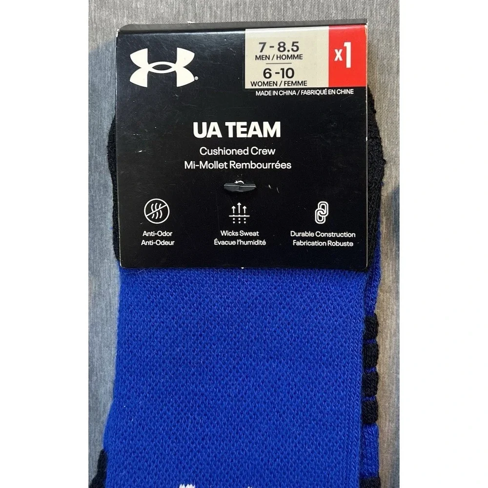 3 Pair Under Armour UA Team Athletic Crew Socks Royal Blue Men's Size 7-8.5  NEW